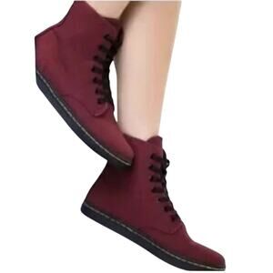 Doc Martens Leather Oxford Red Leyton Combat Boots